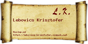 Lebovics Krisztofer névjegykártya